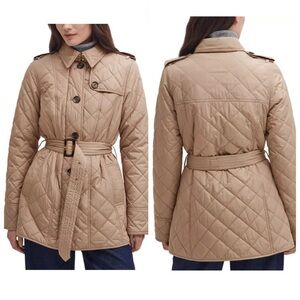 BARBOUR Quilted Jacket Tummel Belted Beige Trench Coat Honey Cabernet 4 NEW tags